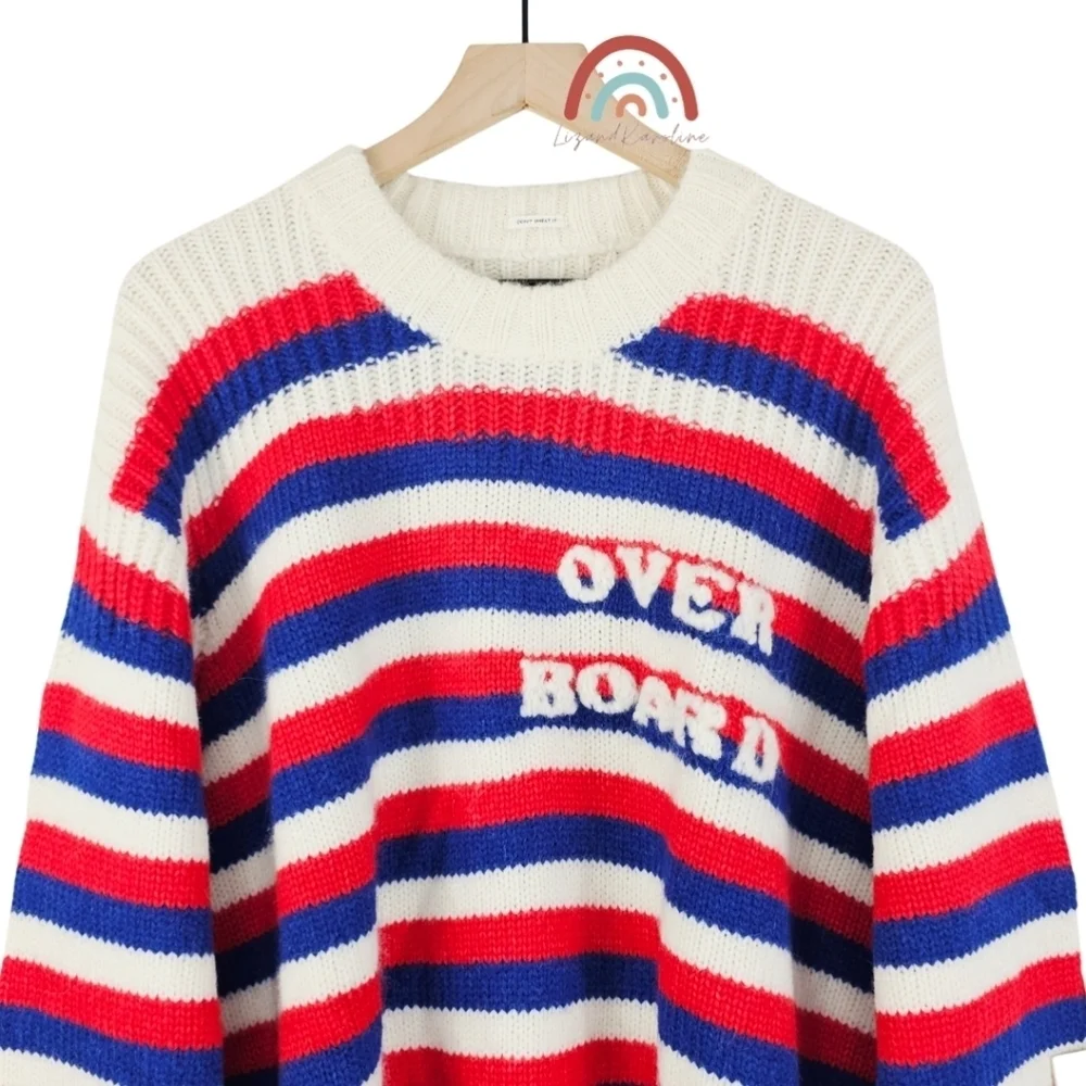 New! Mother The Biggie Oversized Sweater Overboard Stripped